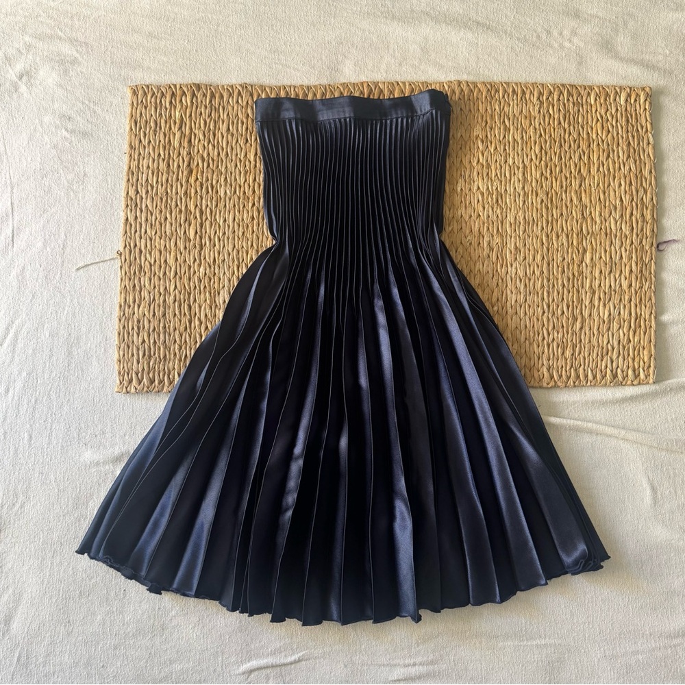 Reiss Blue Midi A-Line Pleated Skirt